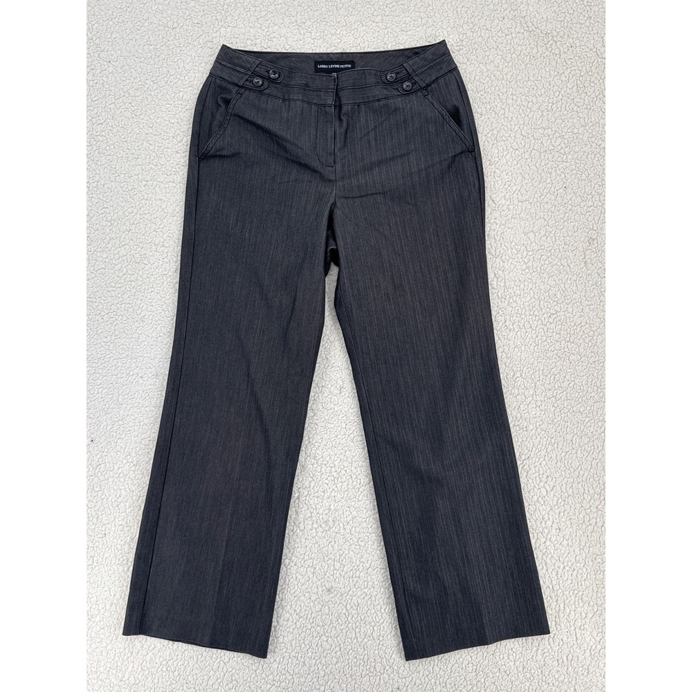 Larry Levine Petite Womens Gray Striped Dress Pants 10P Career Trousers